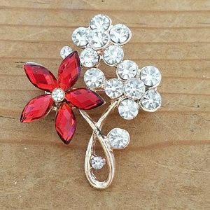 Red flower brooch